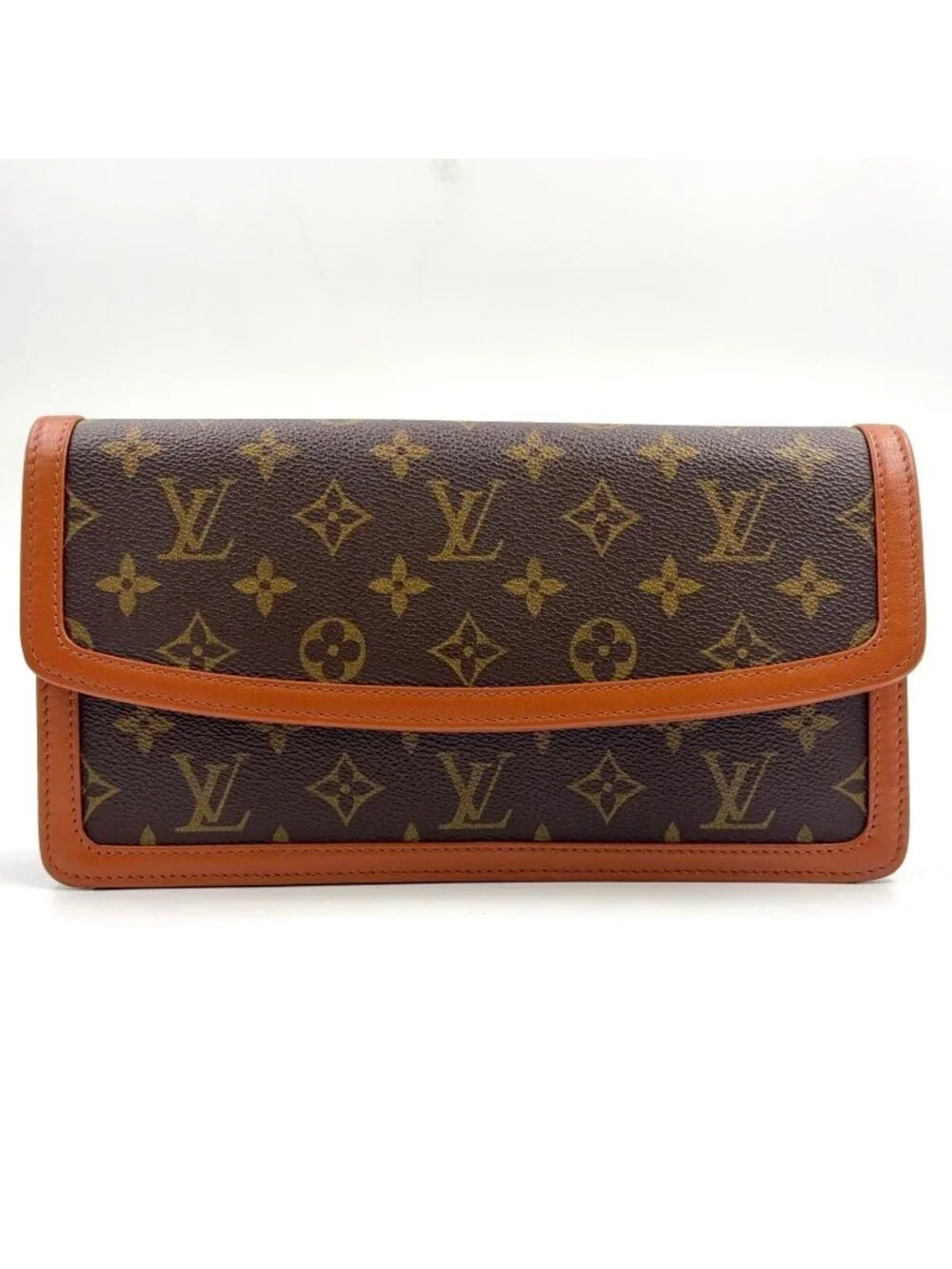 Louis Vuitton Pochette Dam PM Monogram Leather Brown Light Clutch Gold
